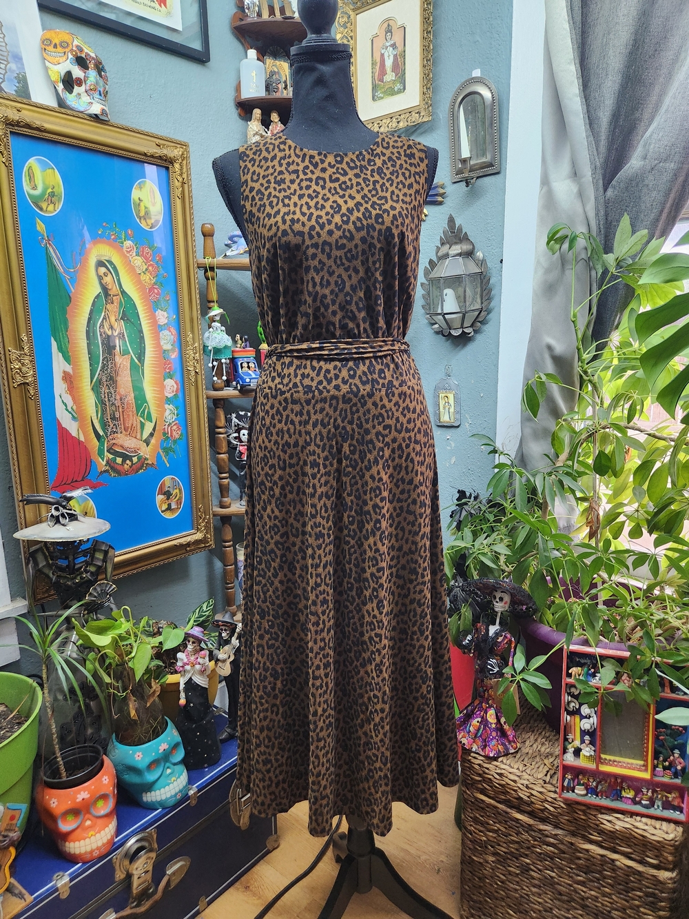 Lauren Ralph Lauren Brown Leopard Print Sleeveless Midi Dress